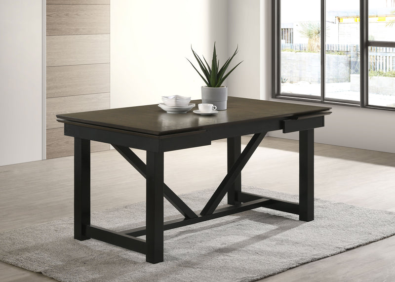 Malia Rectangular Dining Table with Refractory Extension Leaf Black image