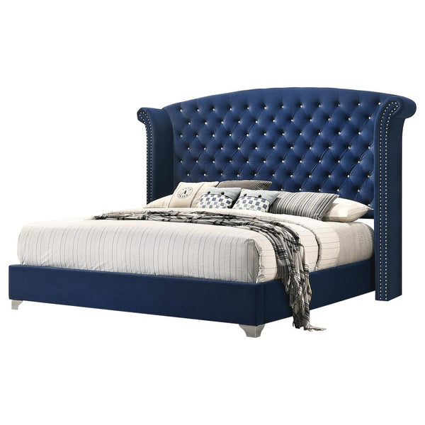 Melody California King Wingback Upholstered Bed Pacific Blue image