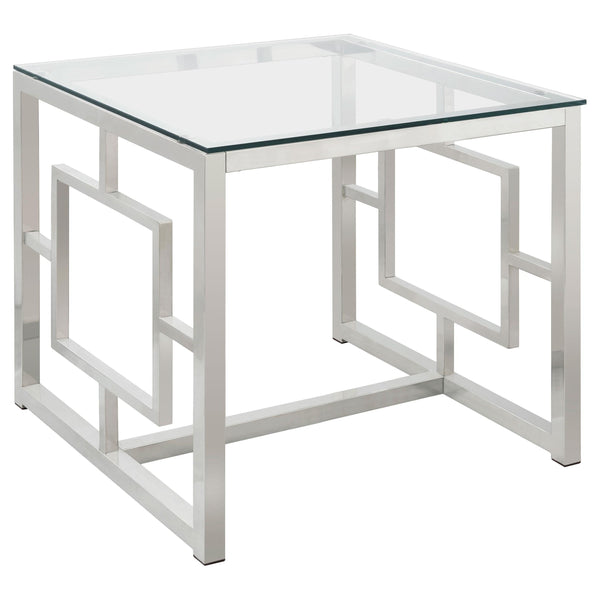 Merced Square Tempered Glass Top End Table Nickel image