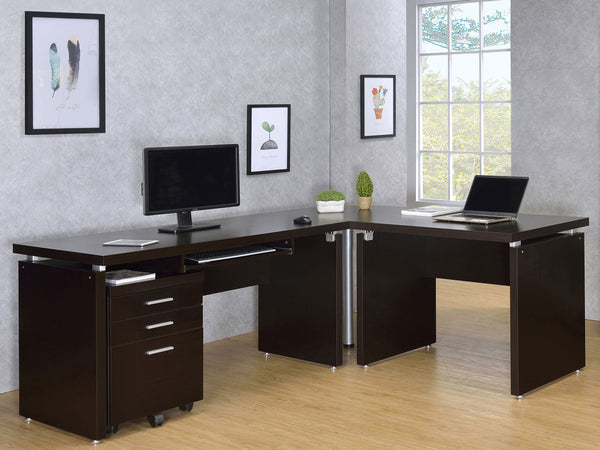 Skylar 2-piece Home Office Set L-Shape Desk with File Cabinet Cappuccino image