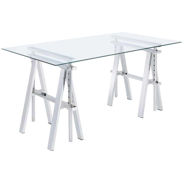 Statham Glass Top Adjustable Writing Desk Clear and Chrome image