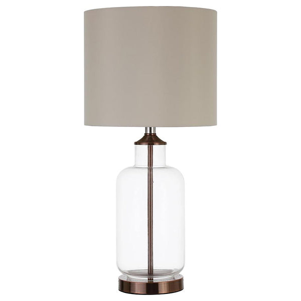Aisha Drum Shade Table Lamp Creamy Beige and Clear image