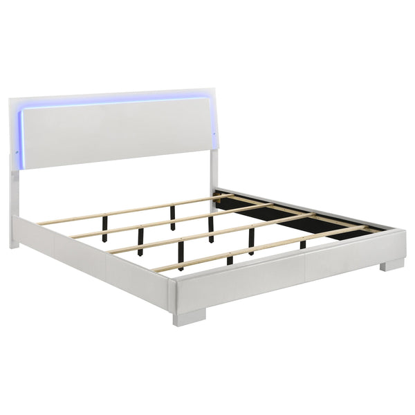 Felicity Panel Bed with LED Lighting Glossy White