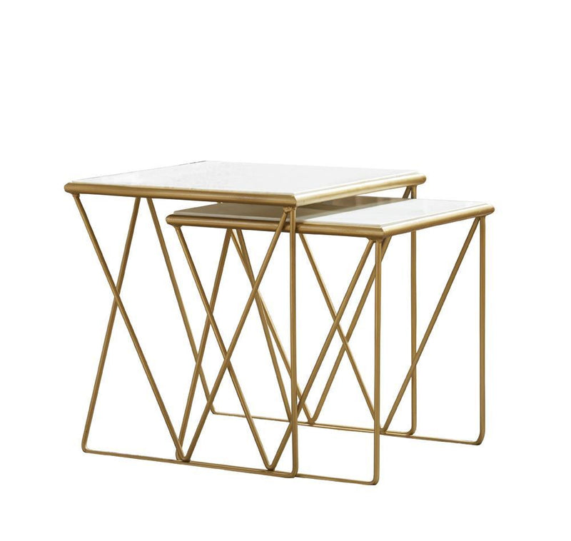 Bette 2-piece Nesting Table Set White and Gold