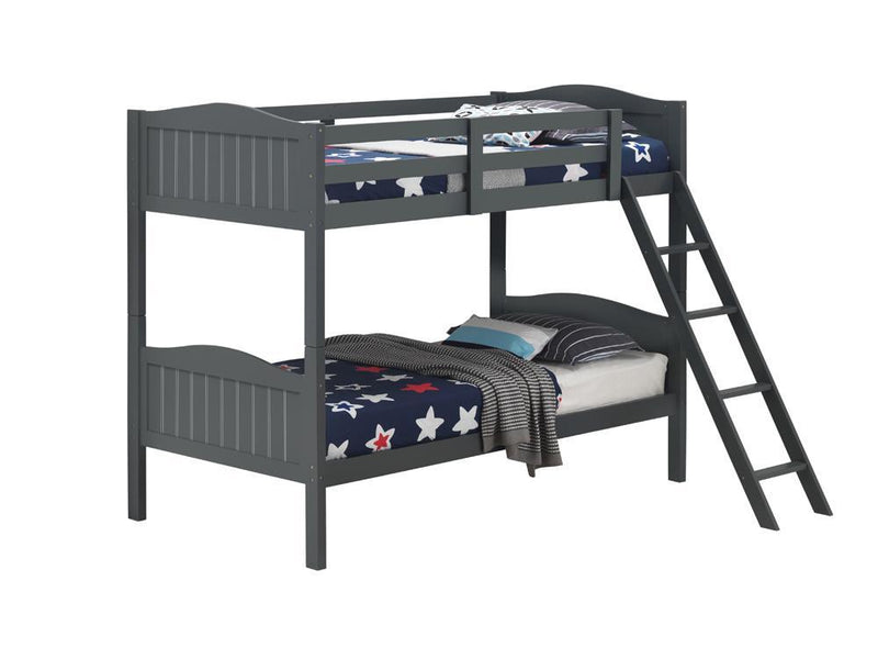 Arlo Twin Over Twin Bunk Bed with Ladder Grey