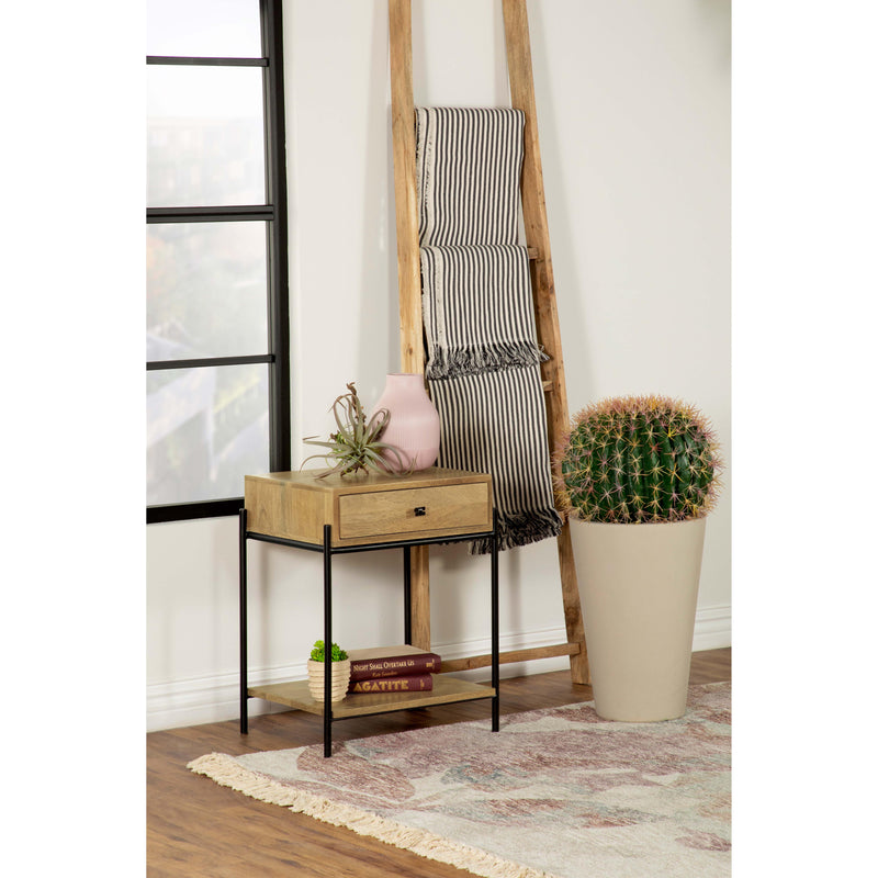 Declan 1-drawer Accent Table with Open Shelf Natural Mango and Black