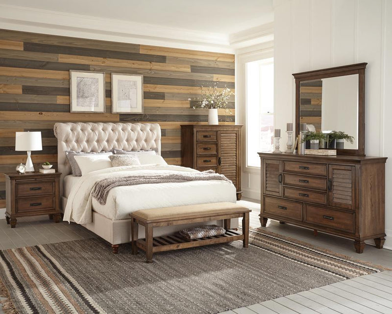 Devon Tufted Upholstered Bed Beige