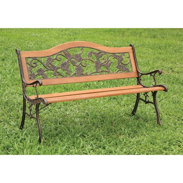 ALBA Antique Oak/Black Patio Wooden Bench