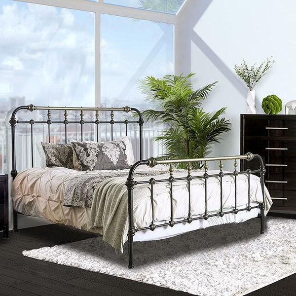 RIANA Antique Black Metal Queen Bed image