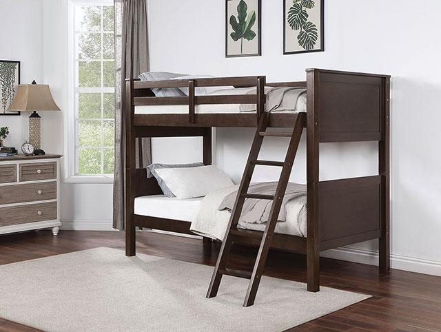 STAMOS Twin/Twin Bunk Bed, Walnut