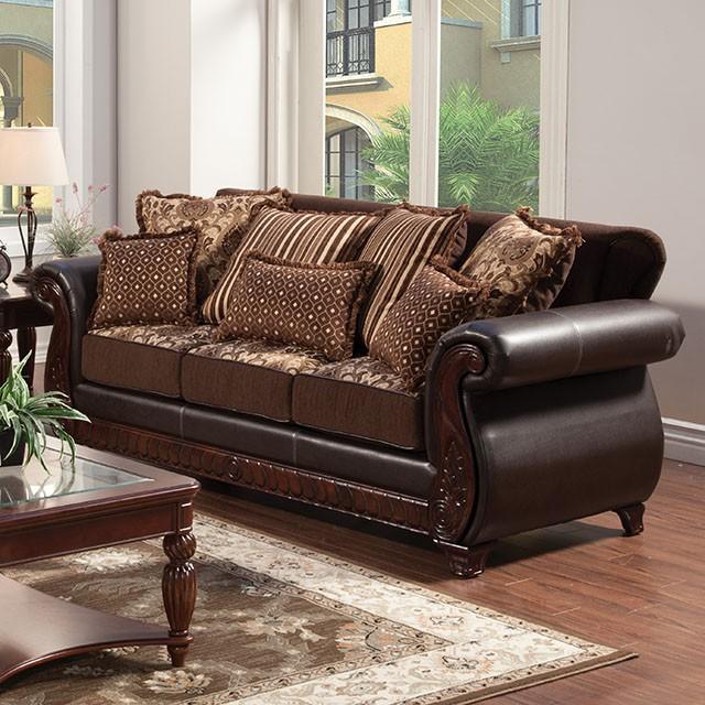 Franklin Dark Brown/Tan Sofa, Dark Brown image