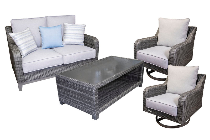 Elite Park Outdoor Loveseat, Lounge Chairs and Cocktail Table